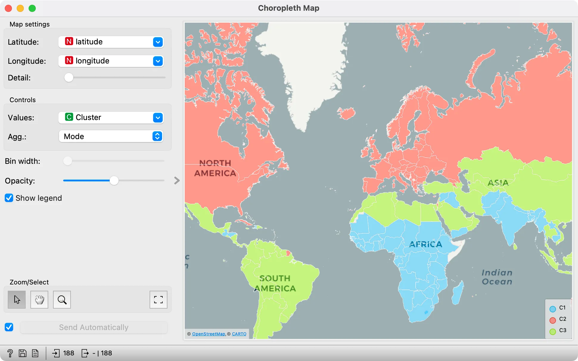 Grouping countries into three clusters.